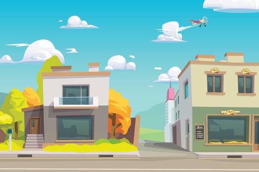 small peaceful city street at sunny day vector