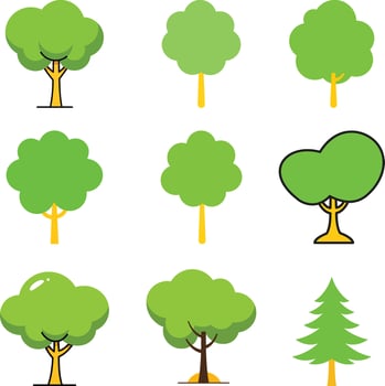 Cartoon Forest Landscape with Green Trees and Natural Scenery vector