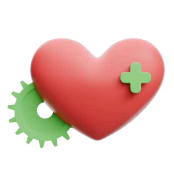 3D Render of Heart with Gear and Medical Sign png