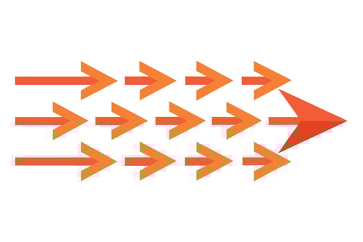 A Arrows pointing right with one arrow larger than the others vector