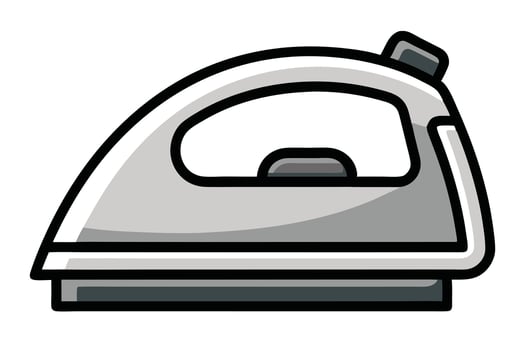 A cartoon style gray iron with black outline on a white background artwork vector