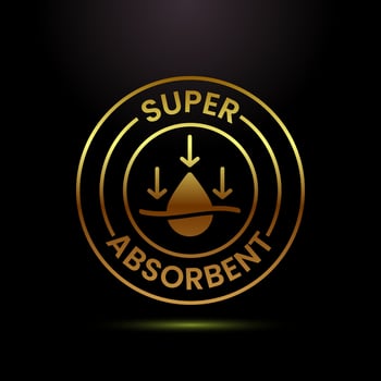 Water absorbent icon design illustration, Water drop absorb symbol in gold color style vector