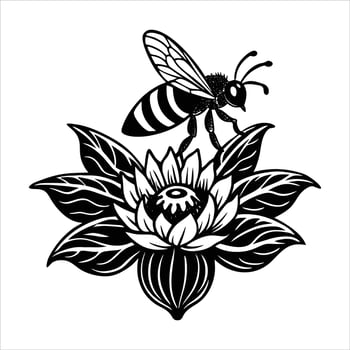 Bee On Flower vector