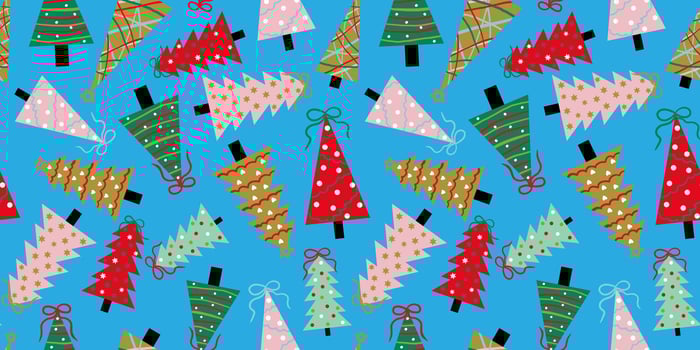 seamless christmas new year trees art pattern festive holiday blue background with abstract elements for wrapping paper web design textile vector
