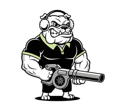 Bulldog mascot with gun on isolated background vector