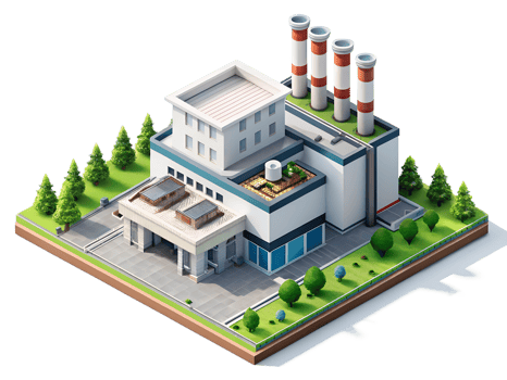 A small factory with a large chimney png