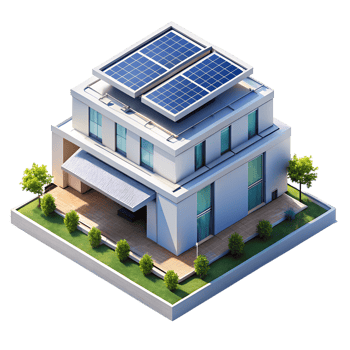 A house with solar panels on the roof. png