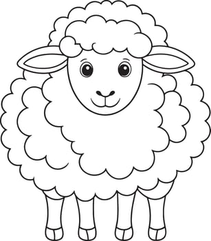 Cute cartoon sheep outline illustration for coloring book or page vector