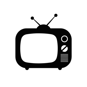 A black silhouette of a retro television features two antennae on top cutouts png