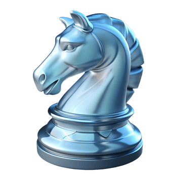 Glossy 3d rendered chess knight, luxury strategy game piece, isolated on transparent background png