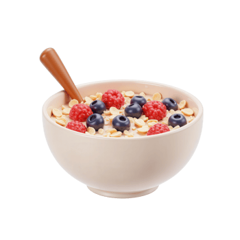 Cereal Bowl with Berries and Spoon png