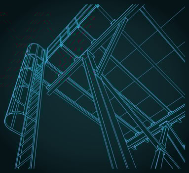 Industrial metal structure with ladder close up illustration vector