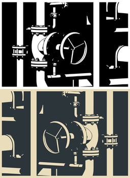 Valve and pipes close-up vector
