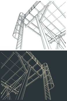 Industrial metal structure with ladder close up vector