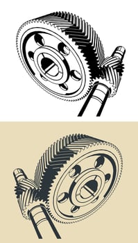 Chevron gear transmission illustrations vector