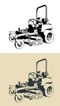 Riding zero-turn mower stylized illustrations vector