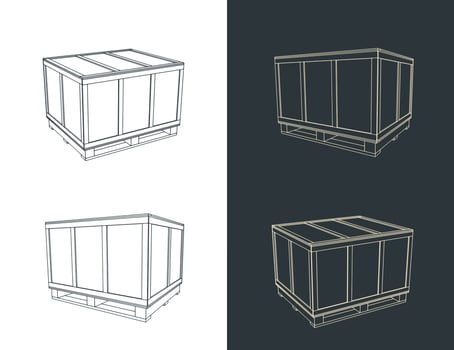 Large wooden shipping crate vector