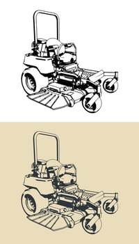 Riding zero-turn mower illustrations vector
