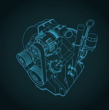 Isometric drawing of a Wankel rotary engine vector