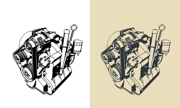 Wankel rotary engine illustration vector