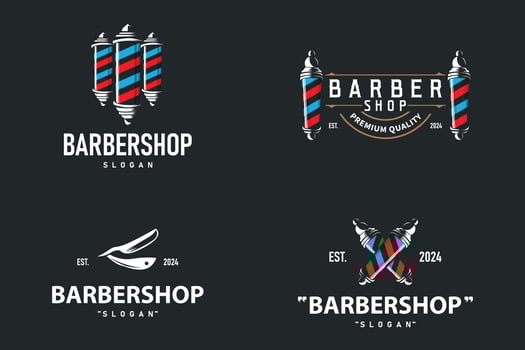 Barbershop Logo, Barber Scissors, Old Set Bundle Collection Design Retro Vintage Typography Ornament vector