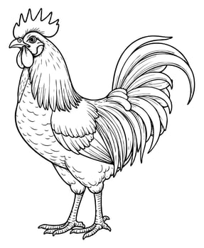 Cute rooster Illustration Coloring Book vector