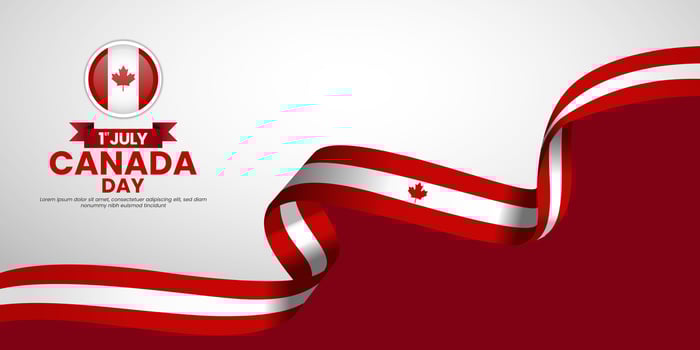 Canada day banner background 1 July design element with realistic waving flag vector