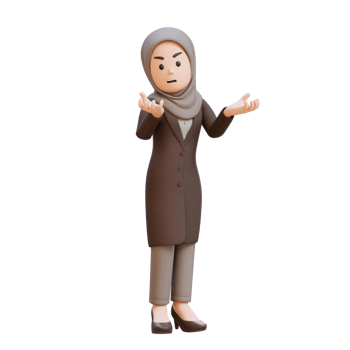 3D muslim business woman character is angry feeling very depressed png