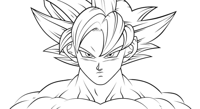 Goku in Ultra Instinct, Dragon Ball character, 2D illustration line art vector