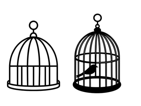 Two birdcages with bird graphic design isolated on white background vector