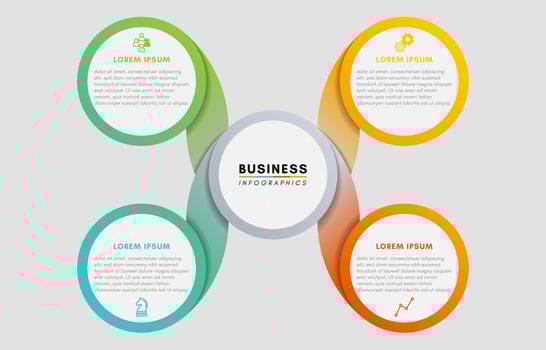 Infographics design template, diagram with 4 steps or options vector