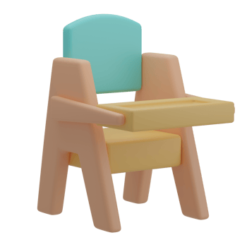 3D Baby Chair Icon Render Illustration png