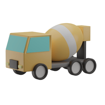 3D Concrete Truck Icon Render Illustration png