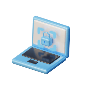 Cute 3D Laptop Security Icon Render Illustration png