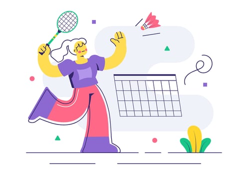 Flat Style Illustration of a Badminton Athlete Competing on the Court vector