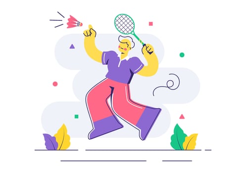 Art of Badminton Player Performing Smash with Racket in Hand vector
