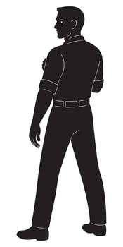 Silhouette of a man turning away while throwing one last look over his shoulder, heroic and calm man silhouette vector