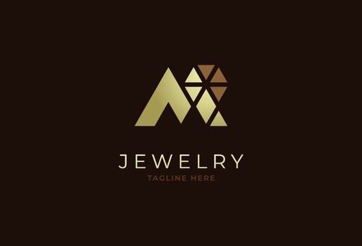 Elegant Gold Jewelry Logo with Diamond and Lettermark vector