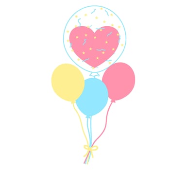 Pastel balloon with heart and stars vector