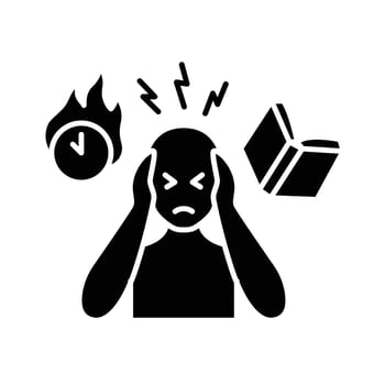 Academic Pressure Icon Solid Style Illustration with Glyph Symbol Showing Education Issues School Stress and Mental Health Challenges in Students vector