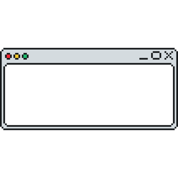 Pixel art computer window UI with retro interface and curved line png
