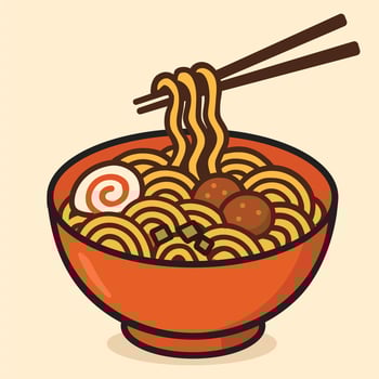 Illustration of Ramen Noodles in Bowl vector