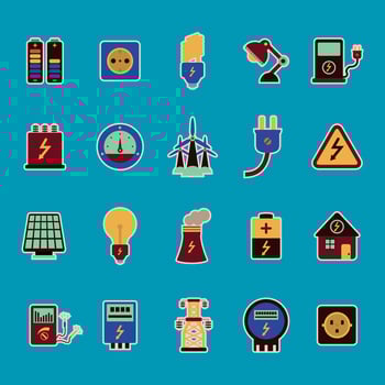 Illustration of elements related to the power generation industry, made with cute pictures for education vector