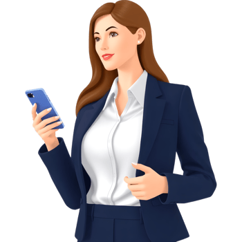 Businesswoman in Suit Using a Smartphone png
