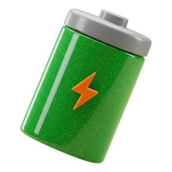 Fully Charged Green Battery with Lightning Bolt Transparent Background png
