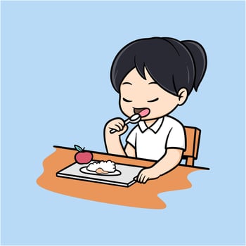 Girl Eating Ice Cream vector