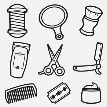 set of barbershop with outline style good for symbol, icon, element design, coloring book, coloring page,, etc vector