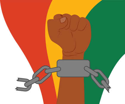 Juneteenth celebration with hands and chains illustration. chained hands illustration. Celebration of Black History Month png