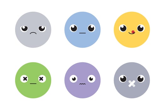 Set of cute cartoon emotion icons. Flat design illustration 02 vector