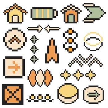 retro theme pixel icons vector